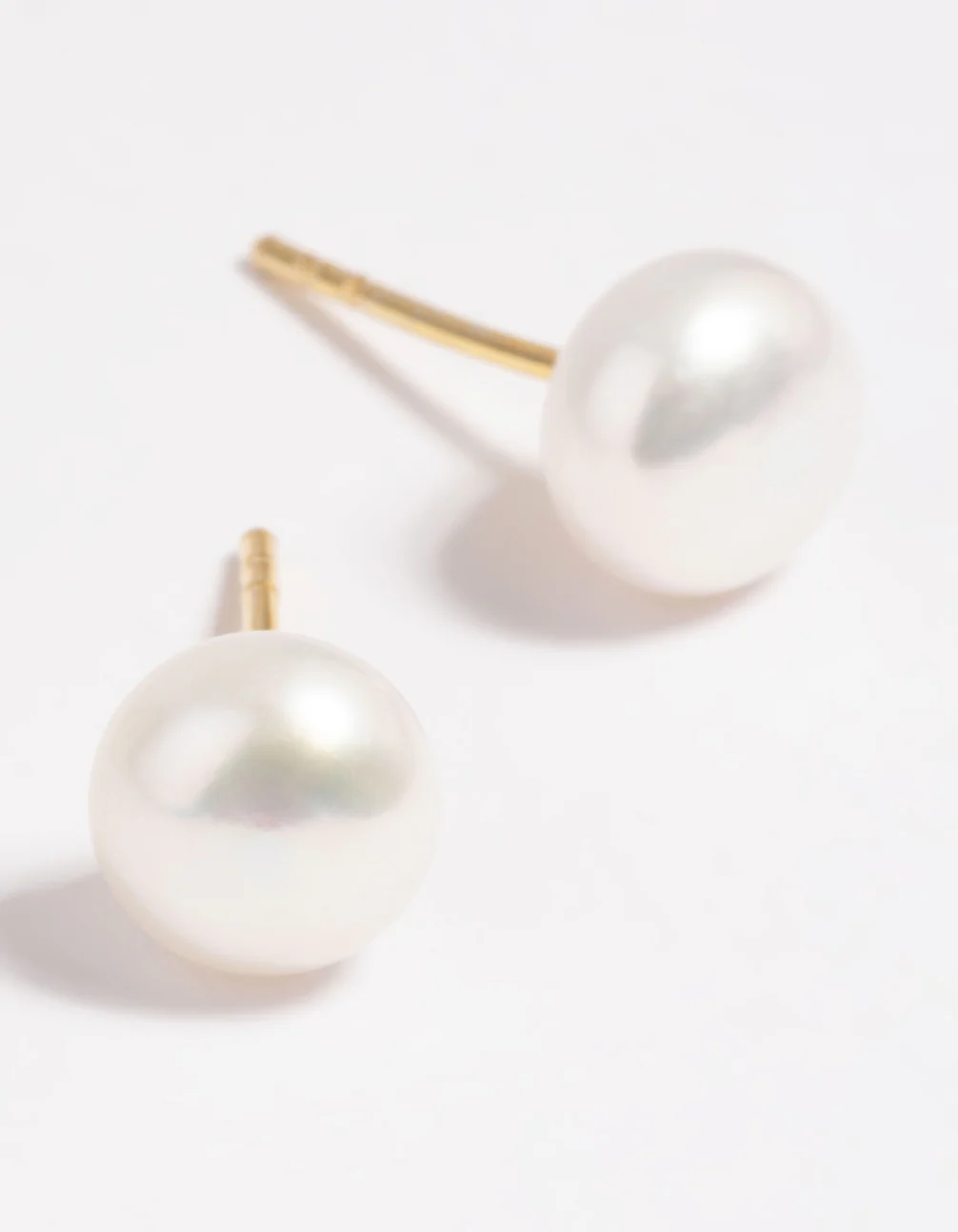 Gold Plated Sterling Silver Freshwater Pearl Stud Earrings - Image 2