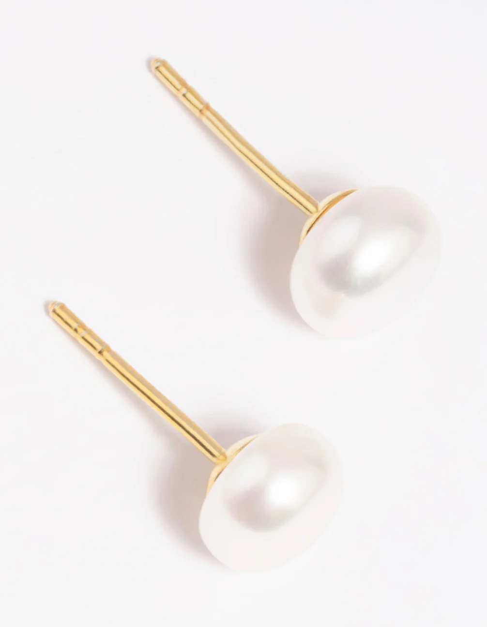 Gold Plated Sterling Silver Freshwater Pearl Stud Earrings - Image 3
