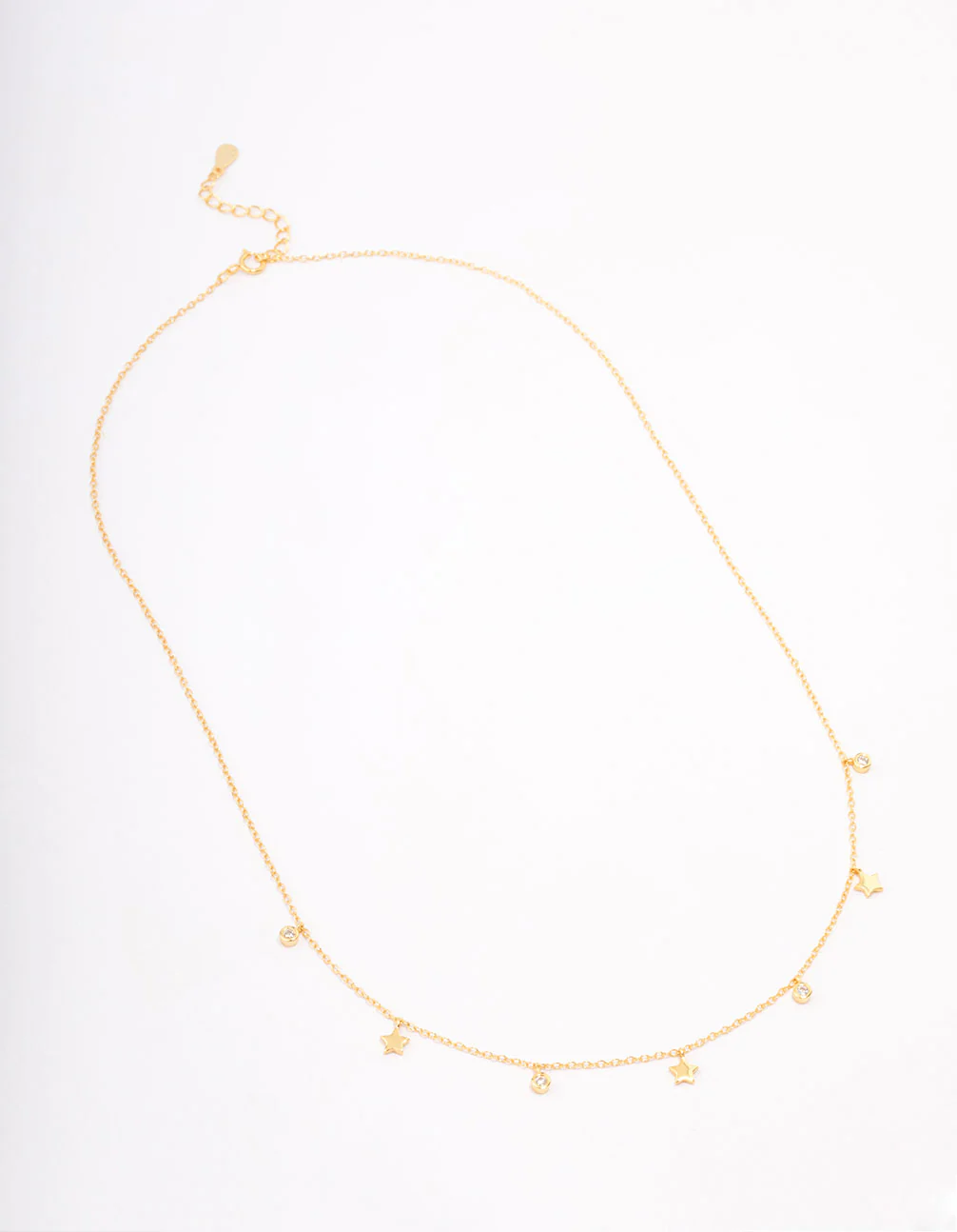 Gold Plated Sterling Silver Alternating Cubic Zirconia Star Pendant Necklace - Image 2