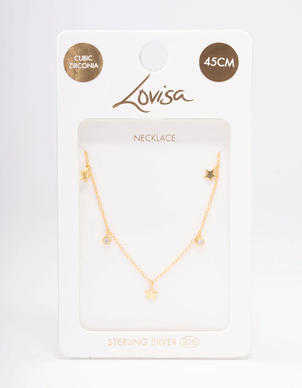 Gold Plated Sterling Silver Alternating Cubic Zirconia Star Pendant Necklace - Image 3