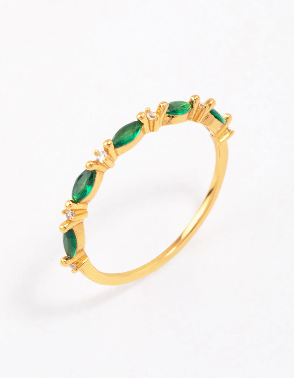 Gold Plated Sterling Silver Marquise Round Cubic Zirconia Ring - Image 2
