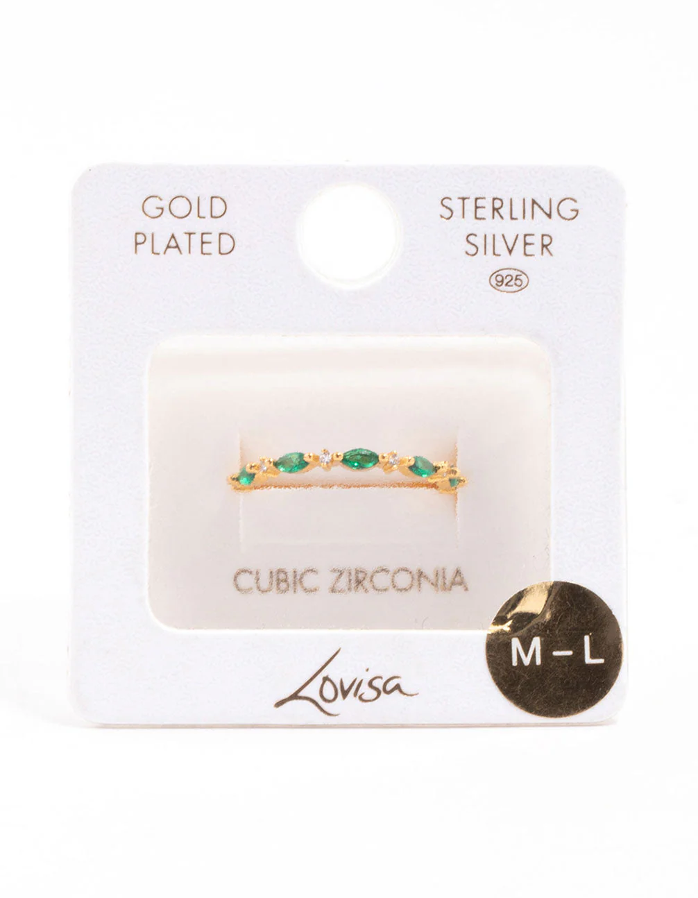 Gold Plated Sterling Silver Marquise Round Cubic Zirconia Ring - Image 3