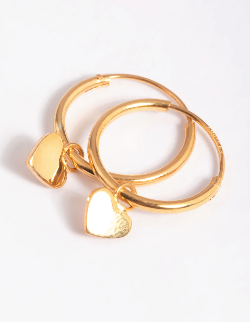 Gold Plated Sterling Silver Heart Huggie Hoop Earrings - Image 3