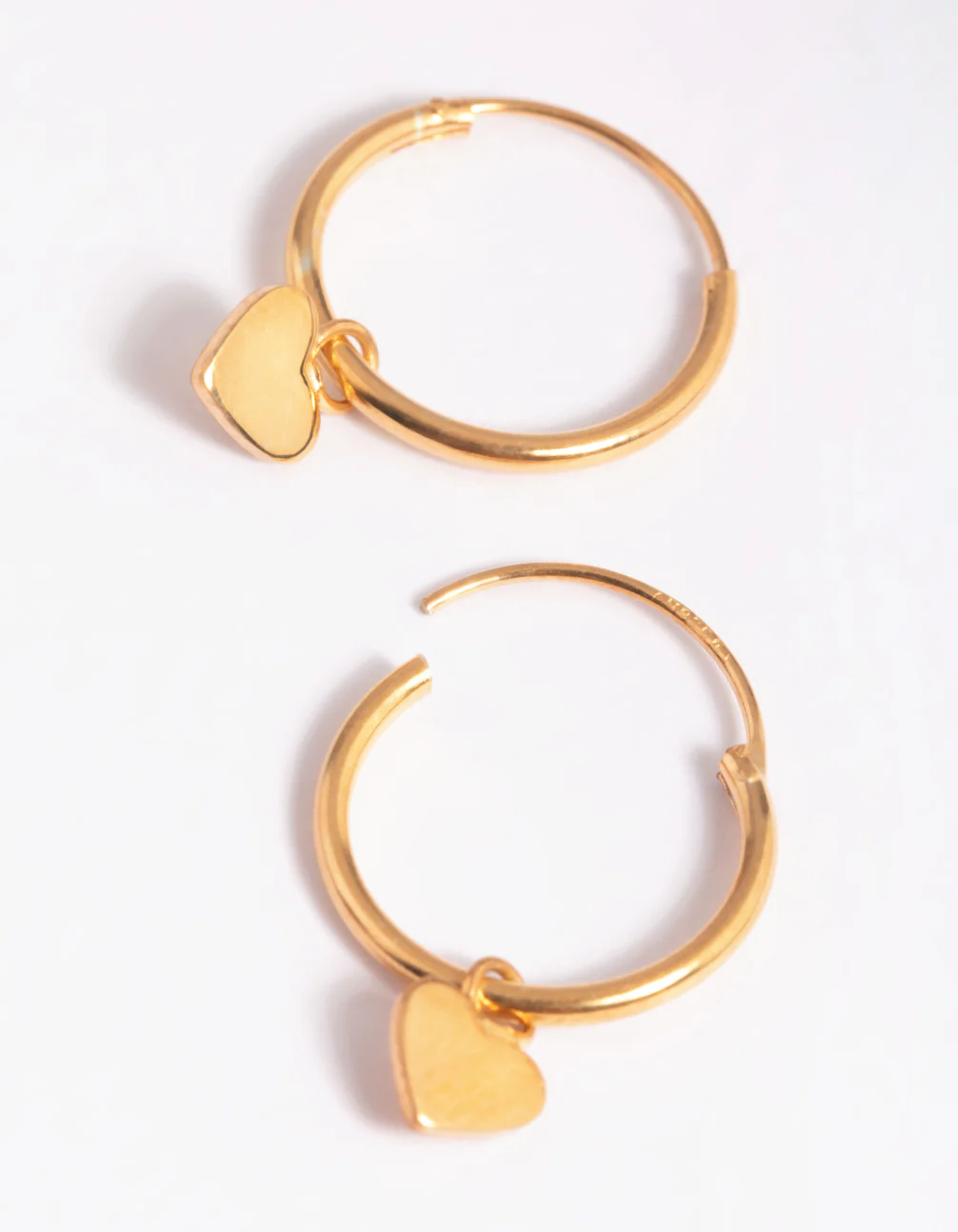 Gold Plated Sterling Silver Heart Huggie Hoop Earrings - Image 4