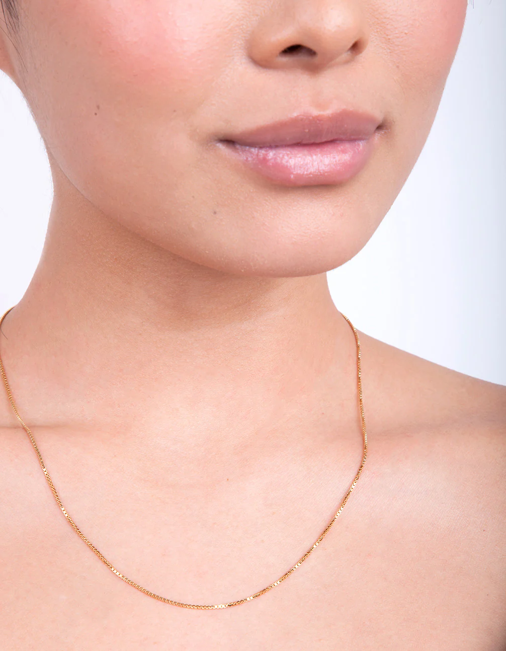 Gold Plated Sterling Silver Box Chain Necklace - Image 3