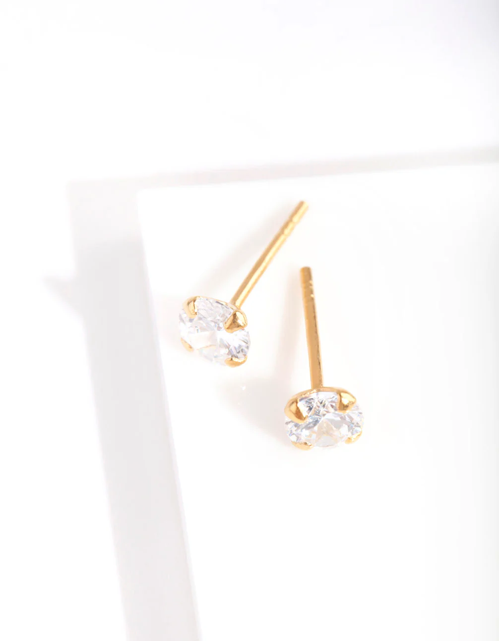 Gold Plated Sterling Silver 1/2 Carat Stud Cubic Zirconia Earrings - Image 3