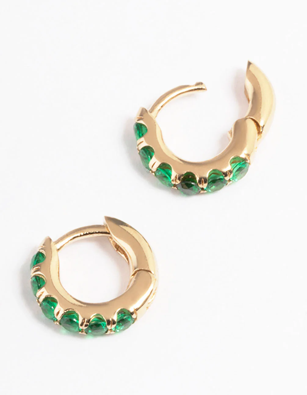 Gold Sterling Plated Cubic Zirconia Basic Huggie Earrings - Image 3