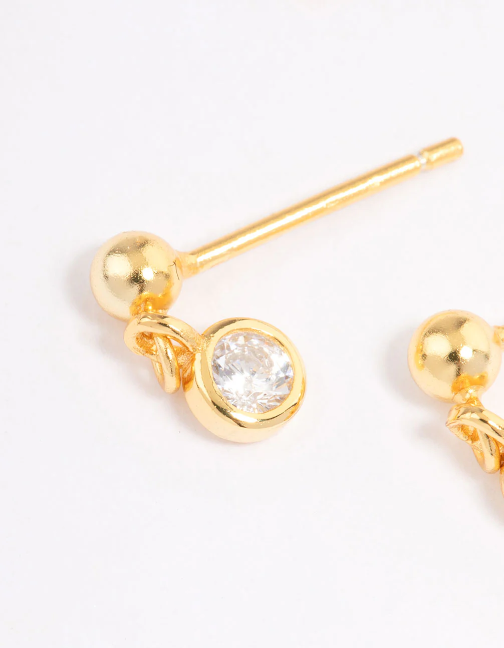 Gold Plated Sterling Silver Cubic Zirconia Bezel Charm Earrings - Image 2