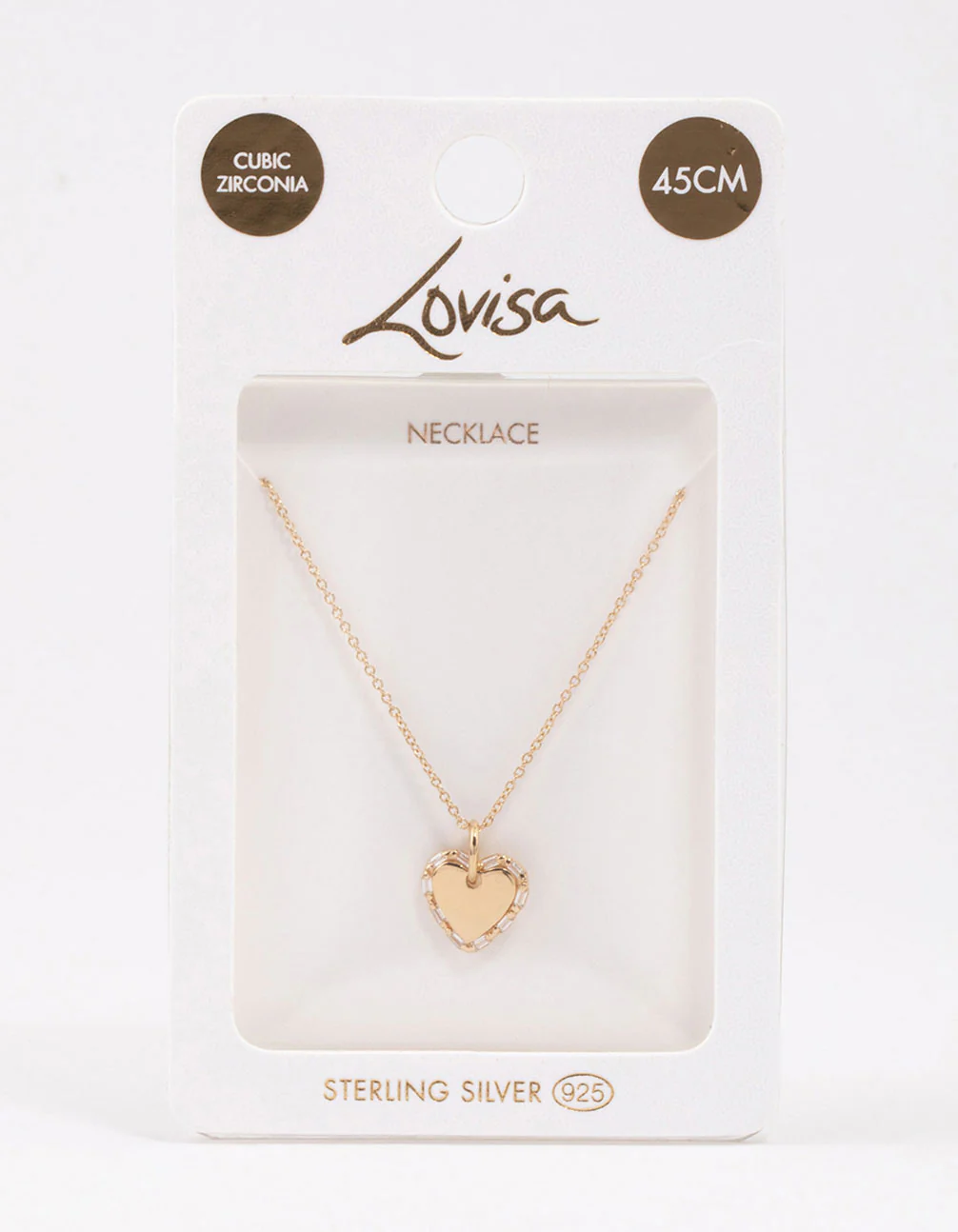 Gold Plated Sterling Silver Baguette Heart Necklace - Image 4