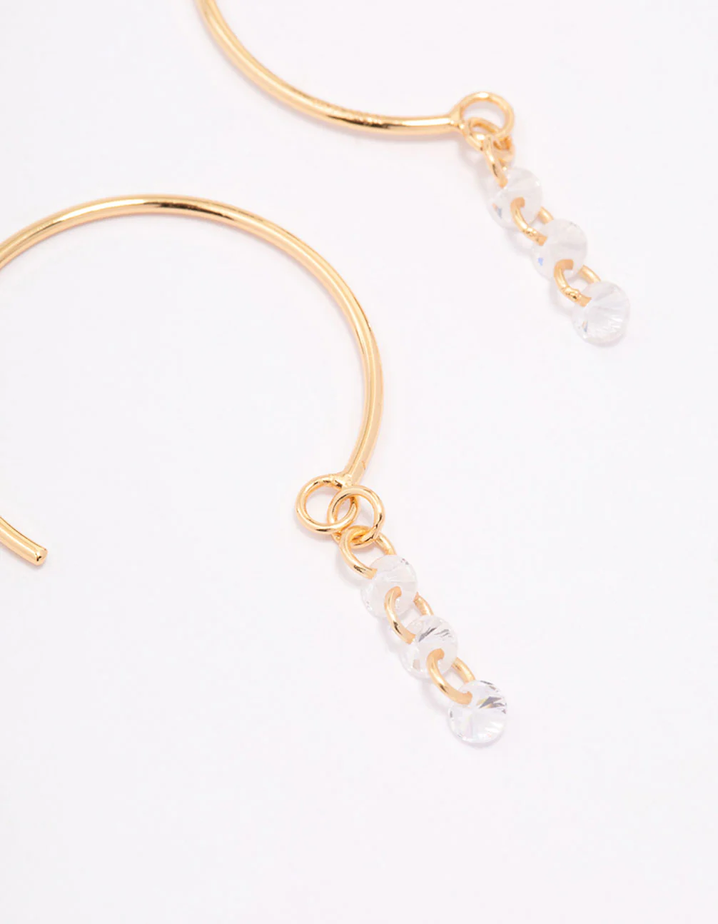 Gold Plated Sterling Silver Cubic Zirconia Chain Hoop Earrings - Image 2