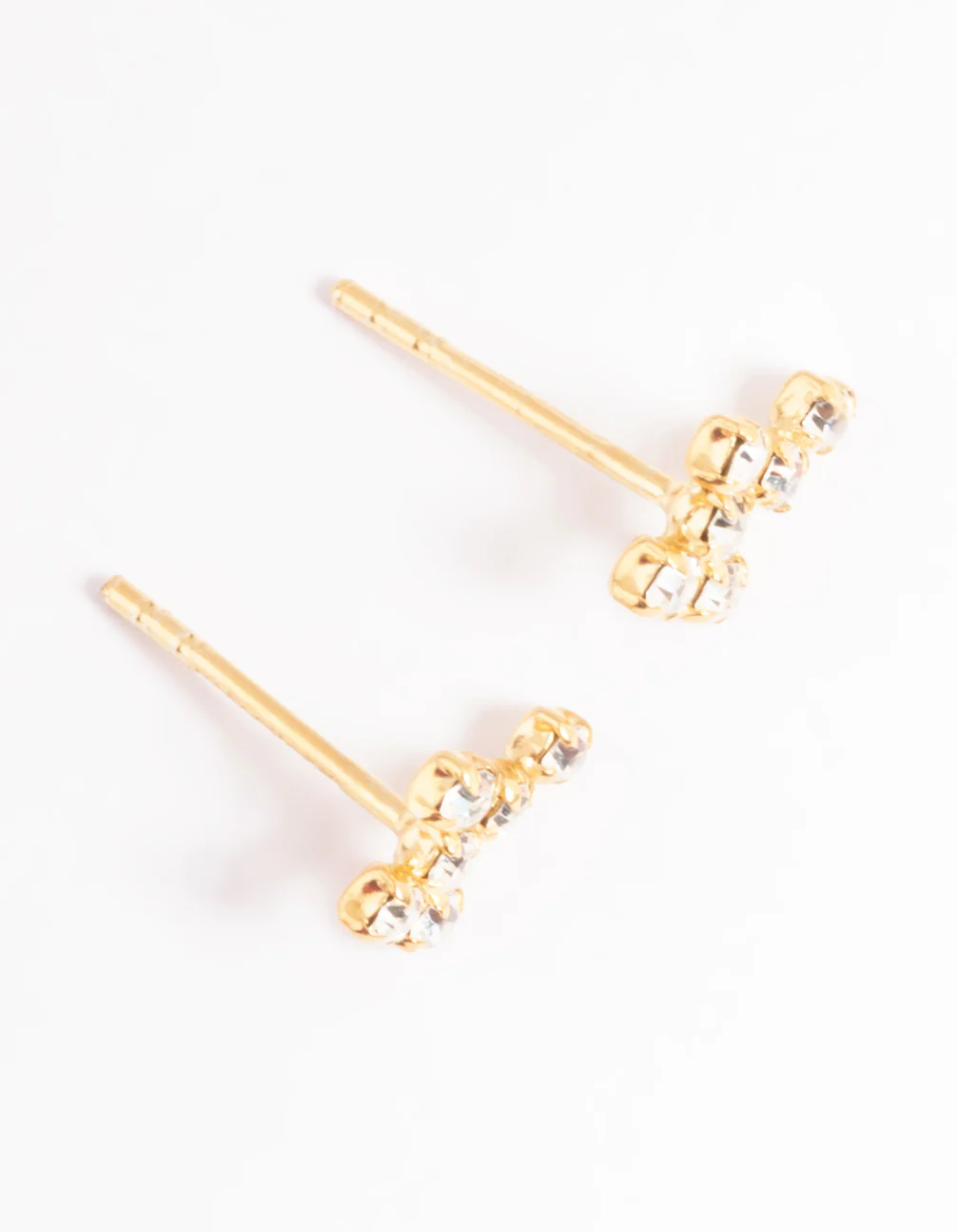 Gold Plated Sterling Silver Cubic Zirconia Cross Stud Earrings - Image 3