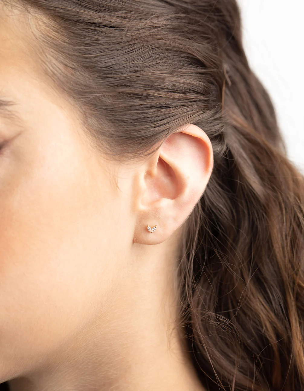 Gold Plated Sterling Silver Dolphin Tale Stud Earrings - Image 2
