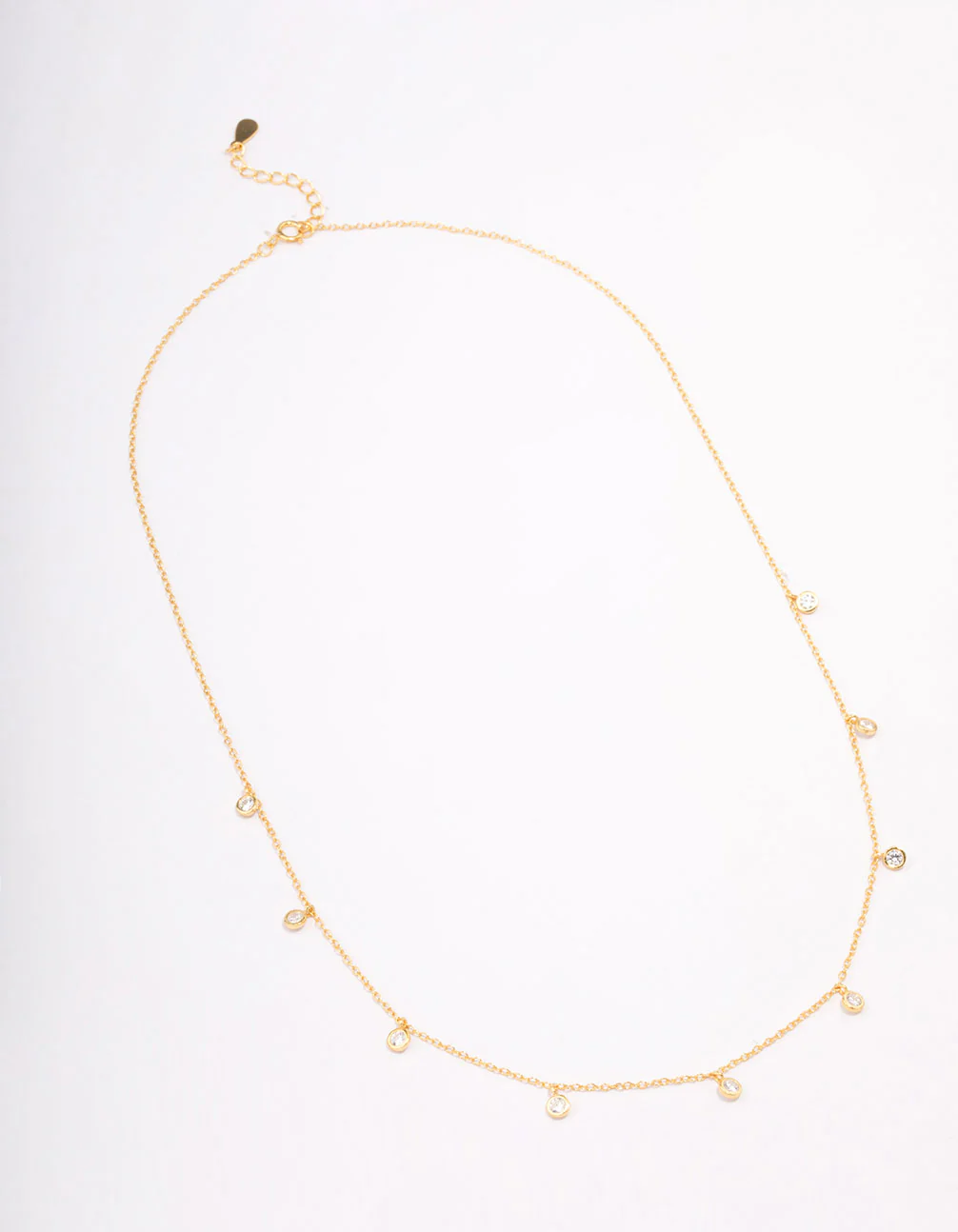 Gold Plated Sterling Silver Cubic Zirconia Droplet Pendant Necklace - Image 2