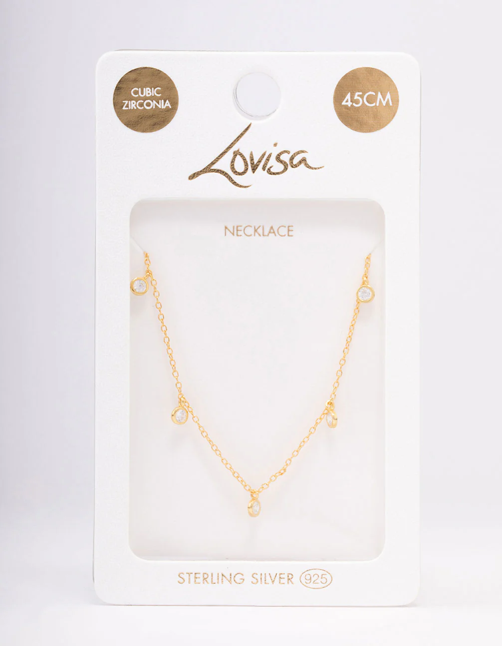 Gold Plated Sterling Silver Cubic Zirconia Droplet Pendant Necklace - Image 3