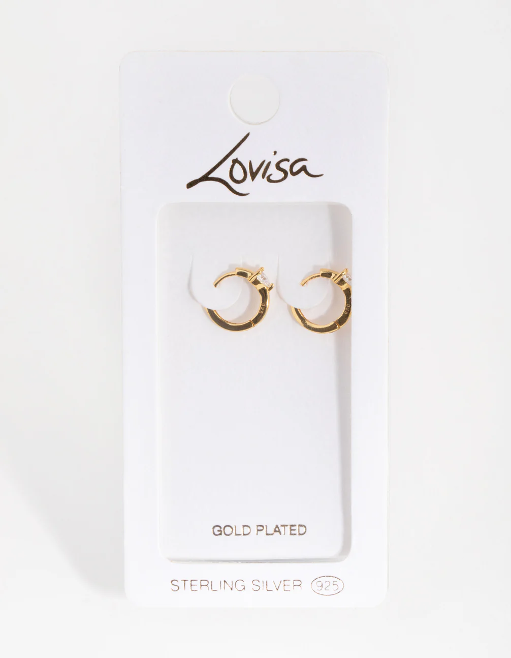 Sterling Silver Gold Cubic Zirconia Heart Huggie Earrings - Image 4