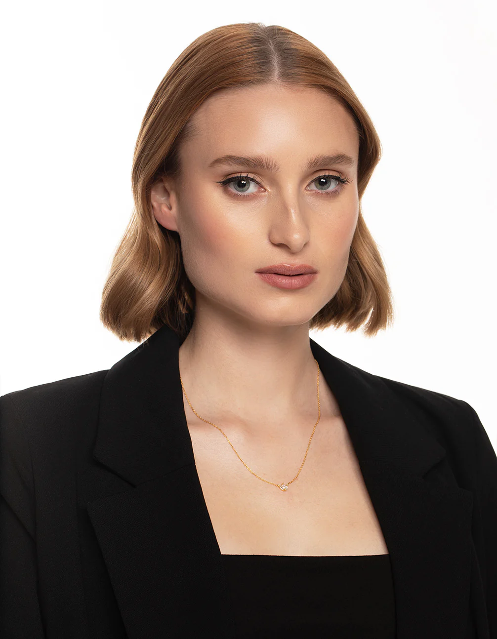 Gold Plated Sterling Silver Cubic Zirconia Marquise Trio Necklace - Image 2
