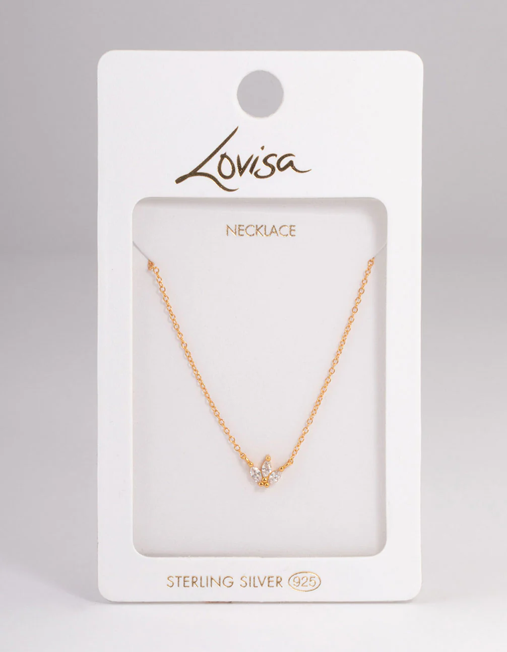 Gold Plated Sterling Silver Cubic Zirconia Marquise Trio Necklace - Image 4
