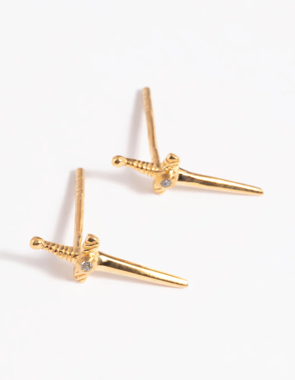 Gold Plated Sterling Silver Dagger Stud Earrings - Image 3