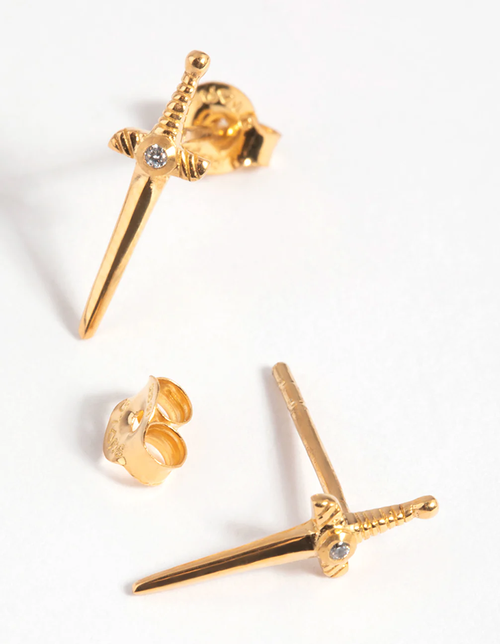 Gold Plated Sterling Silver Dagger Stud Earrings - Image 4