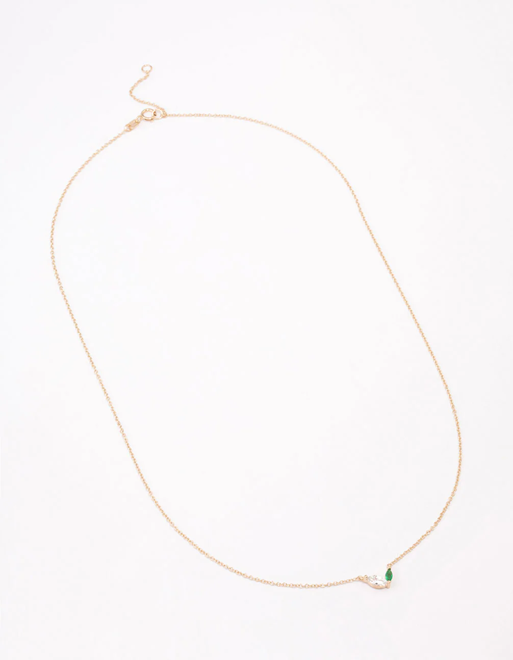 Gold Plated Sterling Silver Double Marquise Pendant Necklace - Image 2