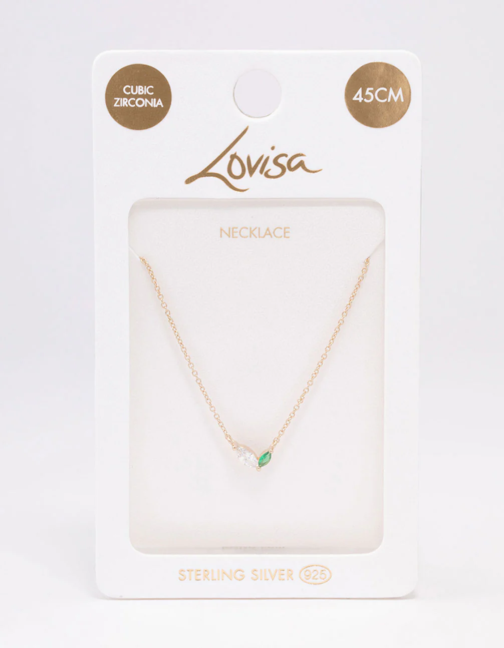 Gold Plated Sterling Silver Double Marquise Pendant Necklace - Image 3