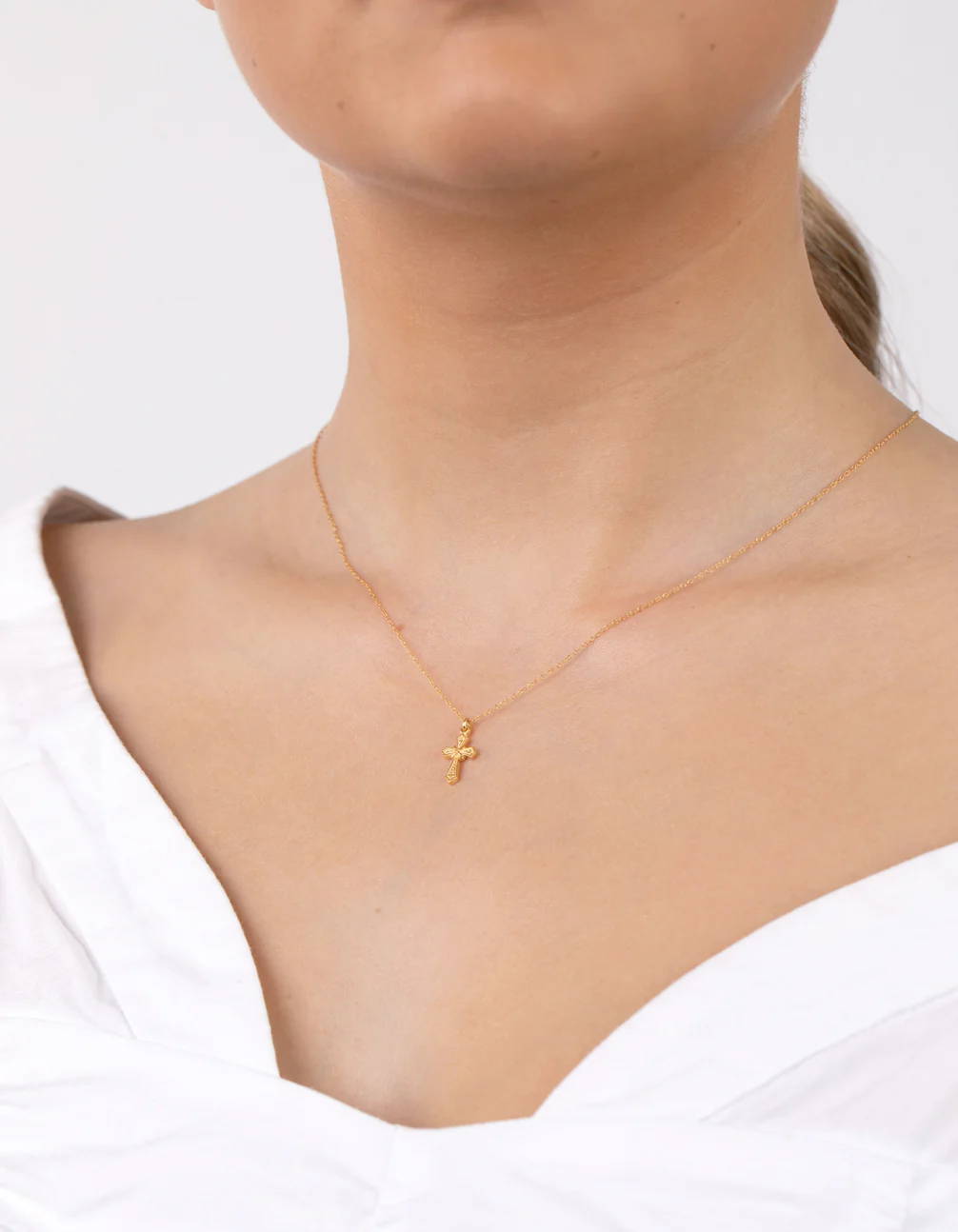 Gold Plated Sterling Silver Cross Necklace - Image 3