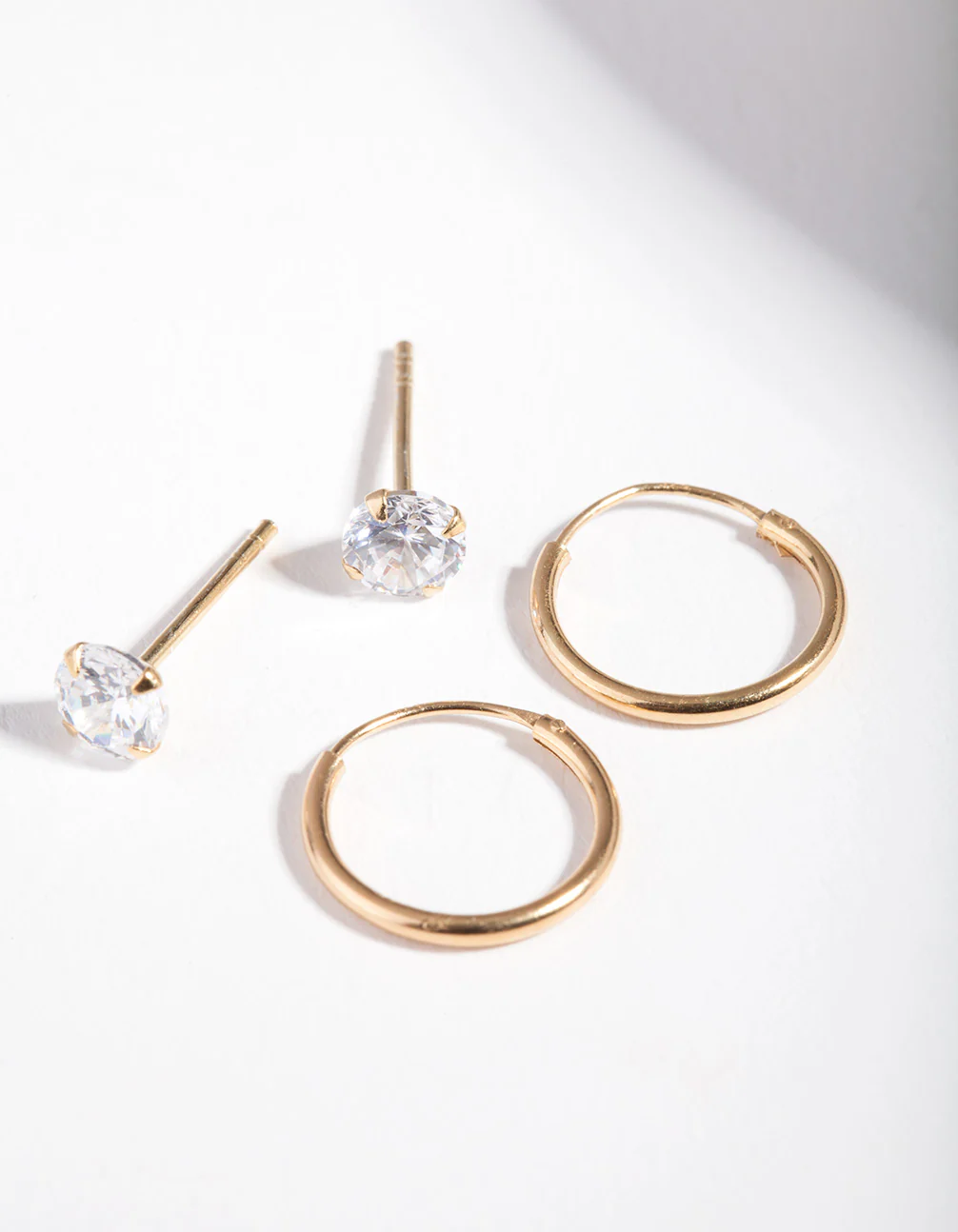 Gold Plated Sterling Silver Diamante Stud & Hoop Pack - Image 3