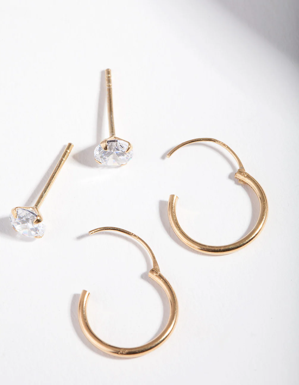 Gold Plated Sterling Silver Diamante Stud & Hoop Pack - Image 4
