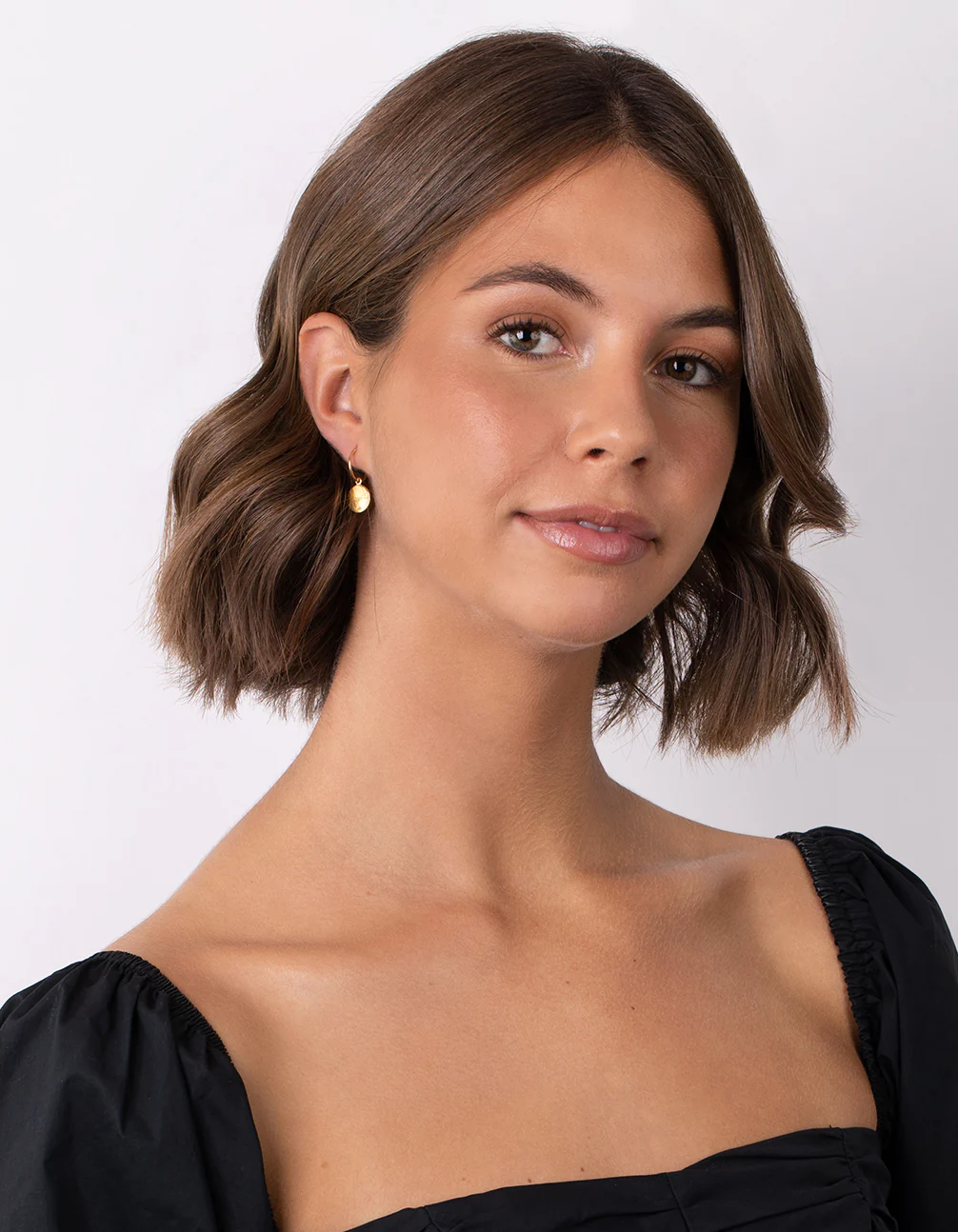 Gold Plated Sterling Silver Evil Eye Charm Hoop Earrings - Image 5