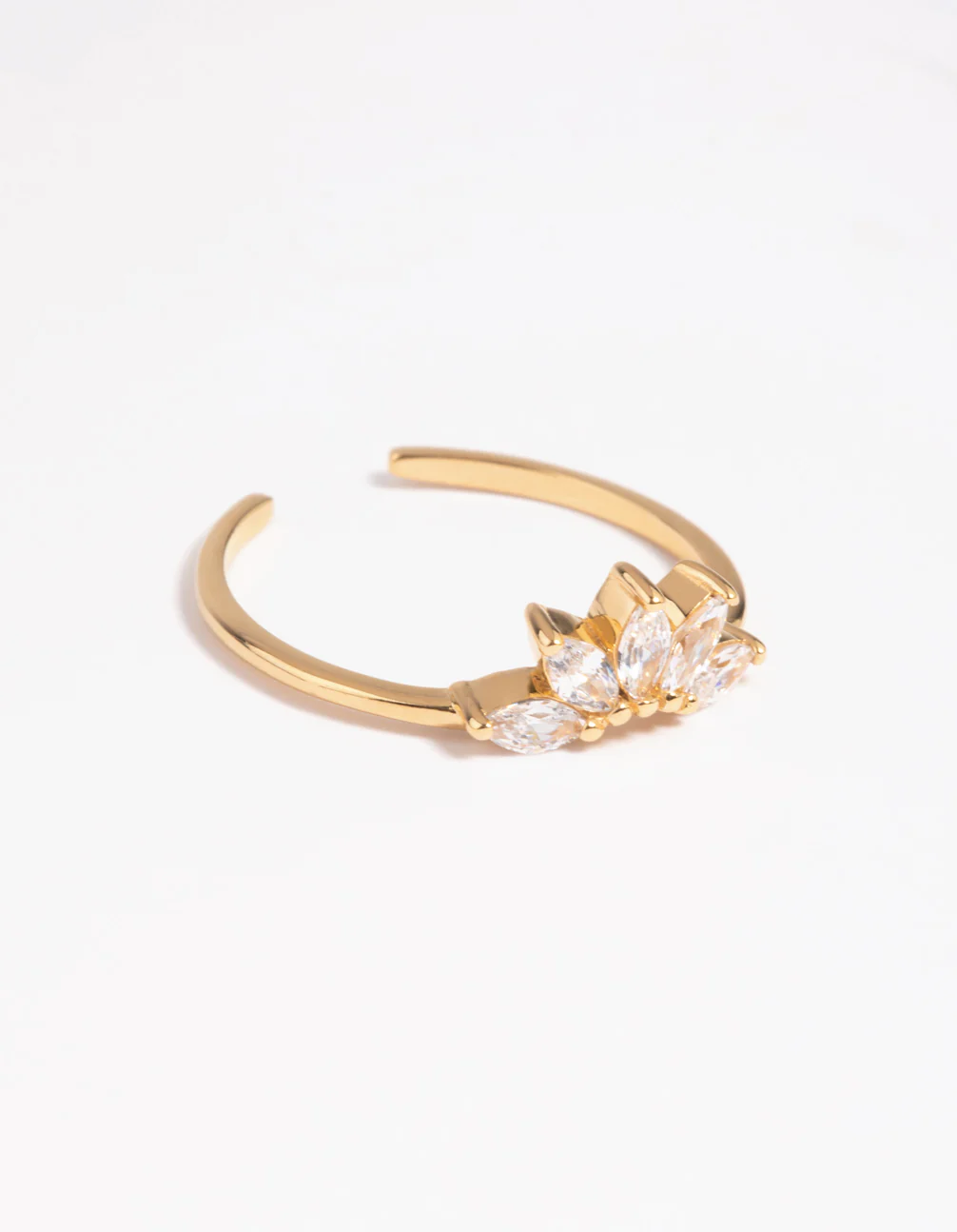 Gold Plated Sterling Silver Fan Diamante Ring - Image 2