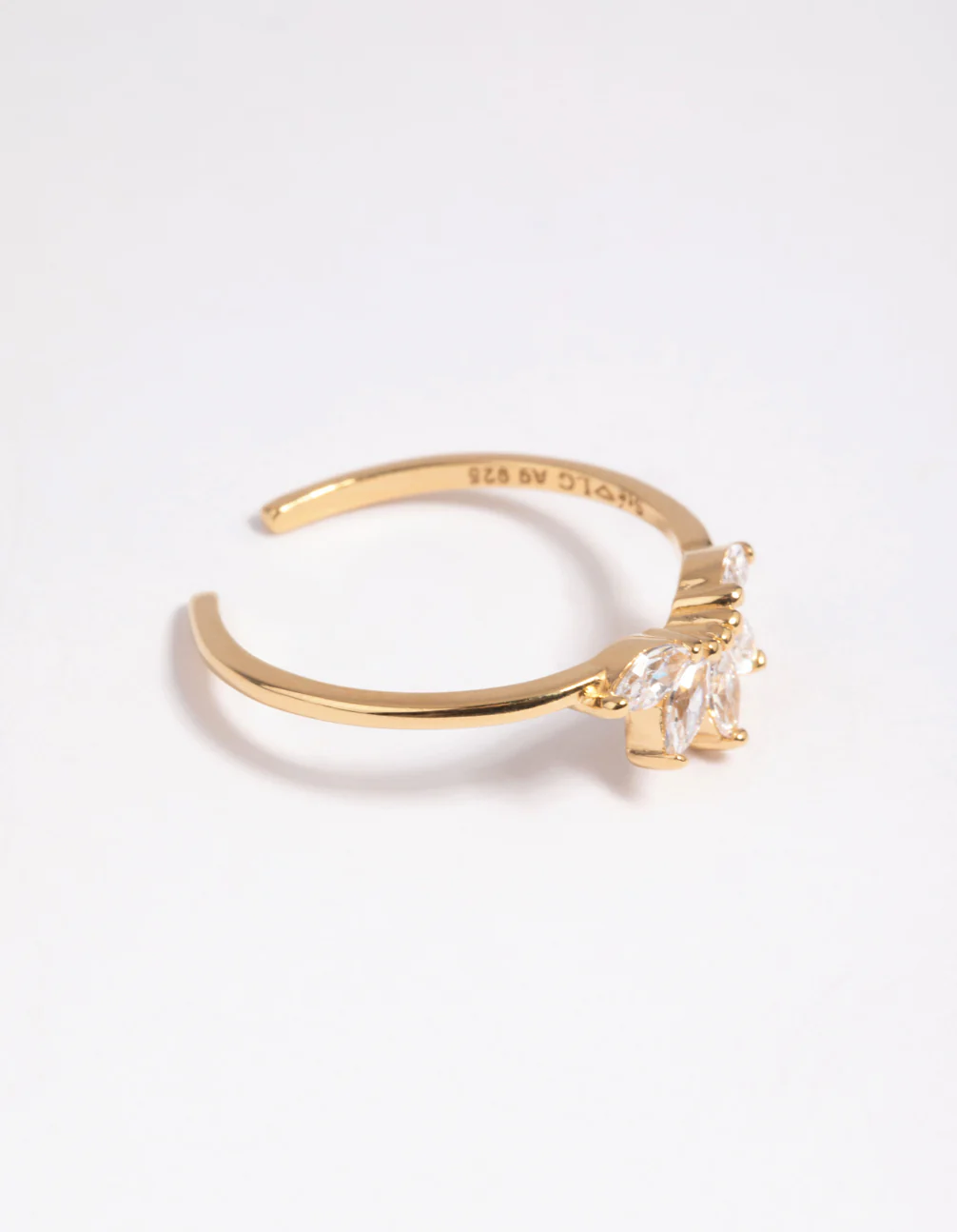 Gold Plated Sterling Silver Fan Diamante Ring - Image 3