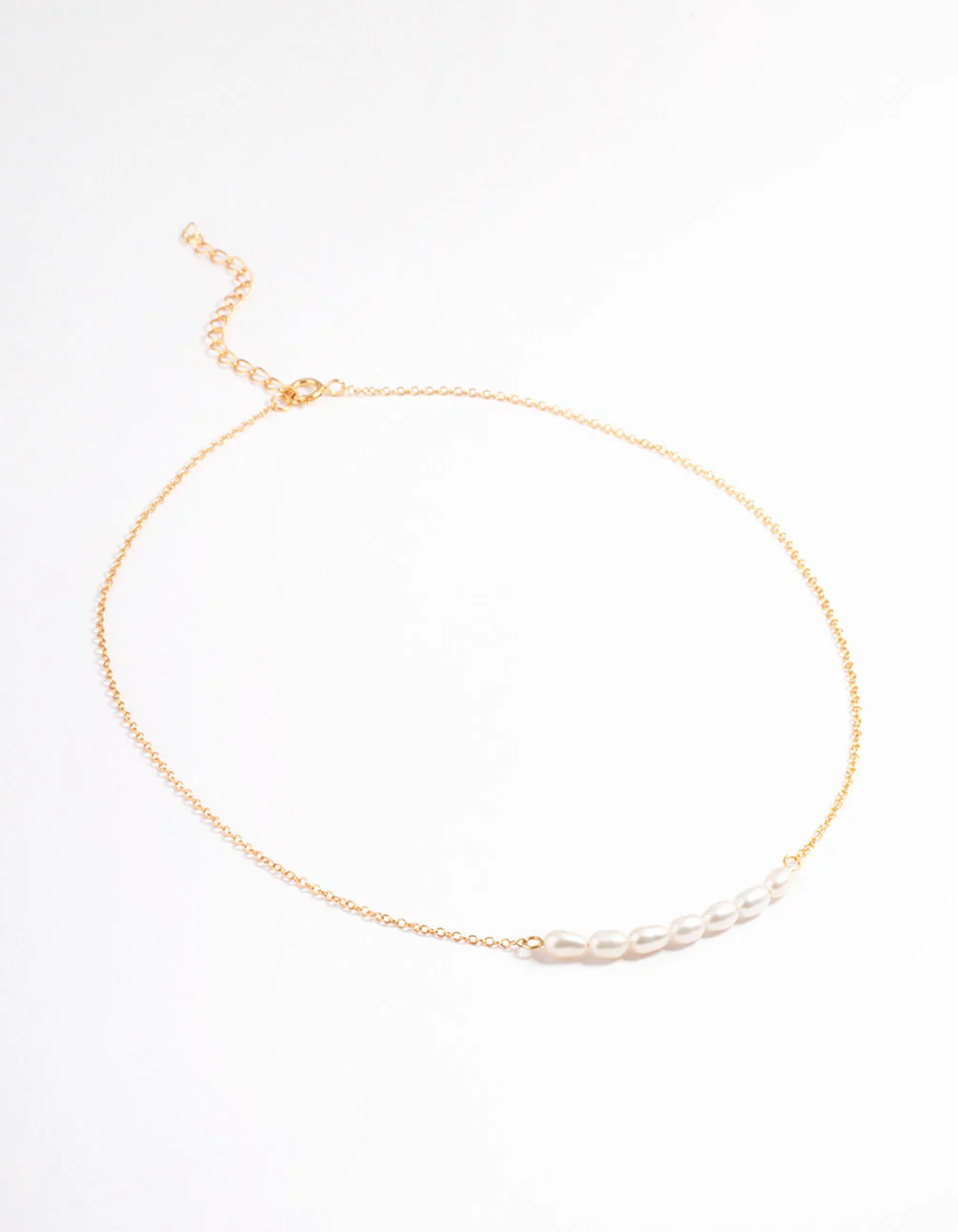 Gold Plated Sterling Silver Freshwater Pearl Row Choker - Image 3