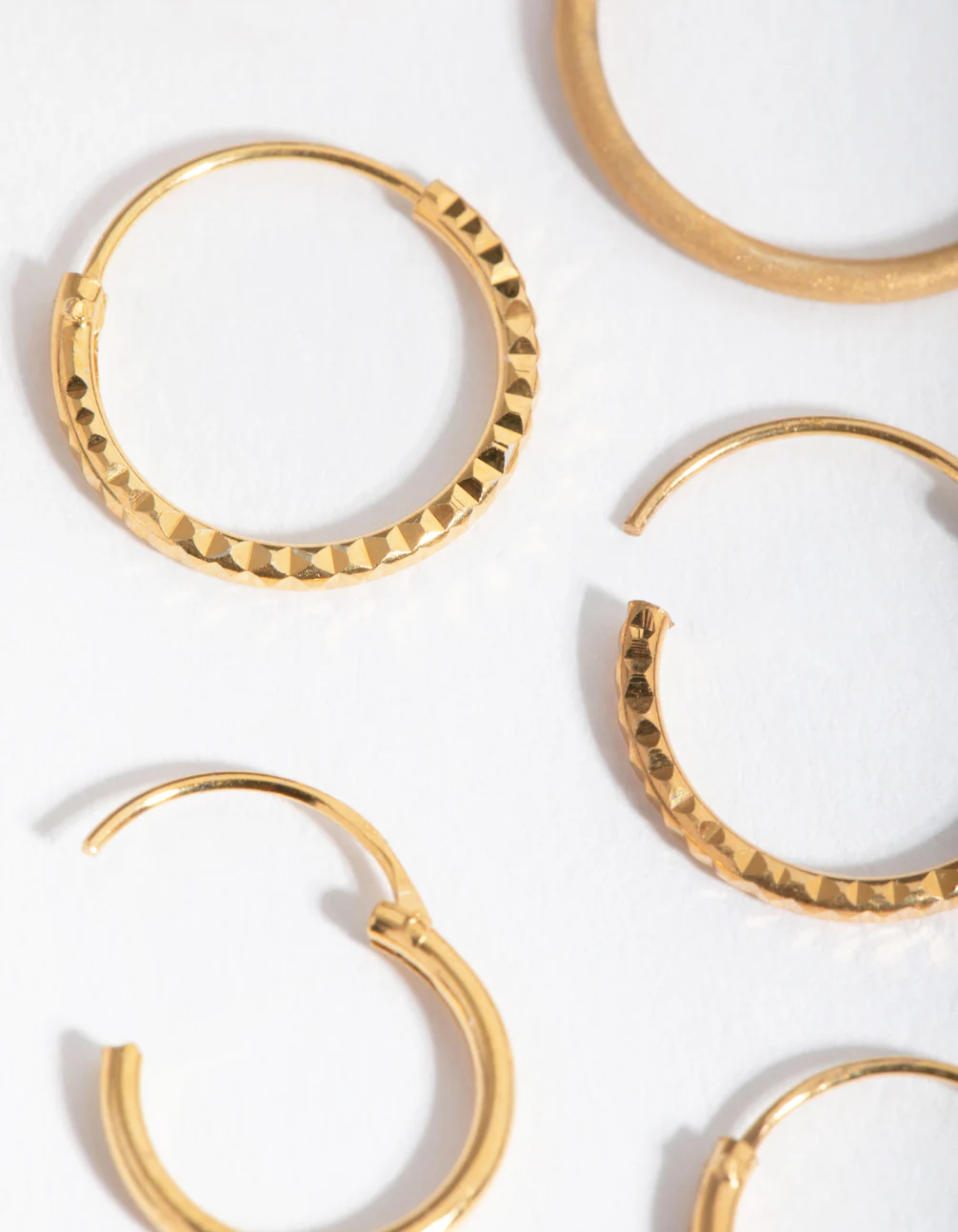 Gold Plated Sterling Silver Mix Texture Hoop Pack Earring - Image 4