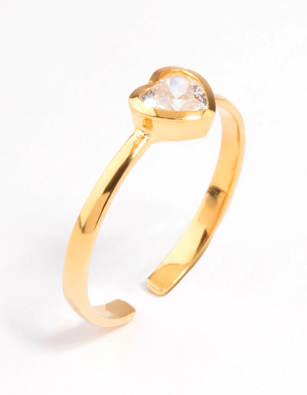 Gold Plated Sterling Silver Heart Cubic Zirconia Ring - Image 2