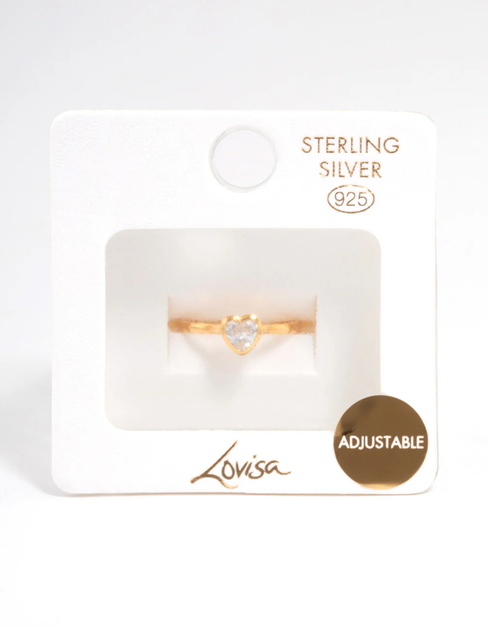 Gold Plated Sterling Silver Heart Cubic Zirconia Ring - Image 3