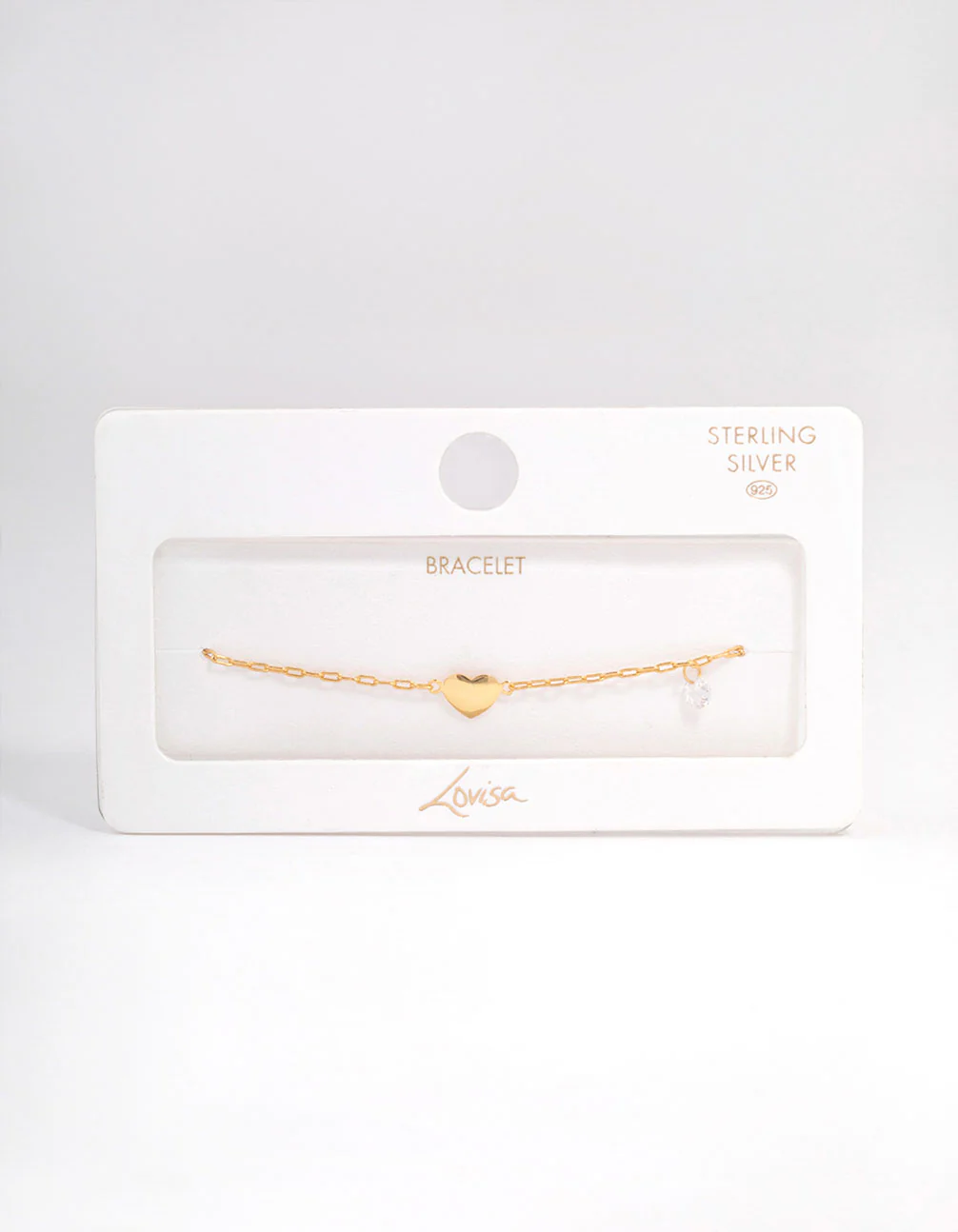 Gold Plated Sterling Silver Heart & Charm Bracelet - Image 3