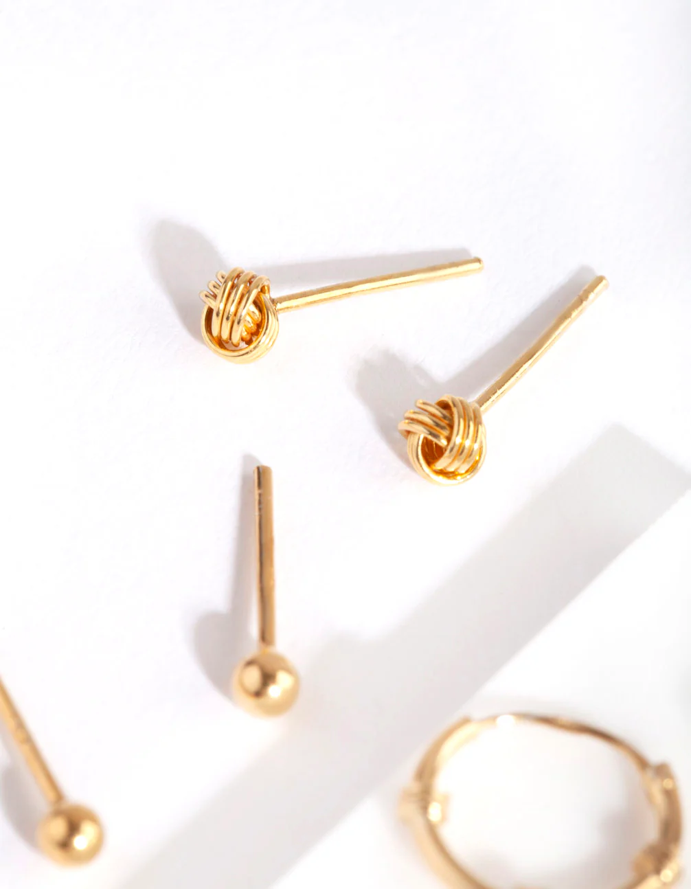 Gold Plated Sterling Silver Knot Hoop Earring Pack - Image 3