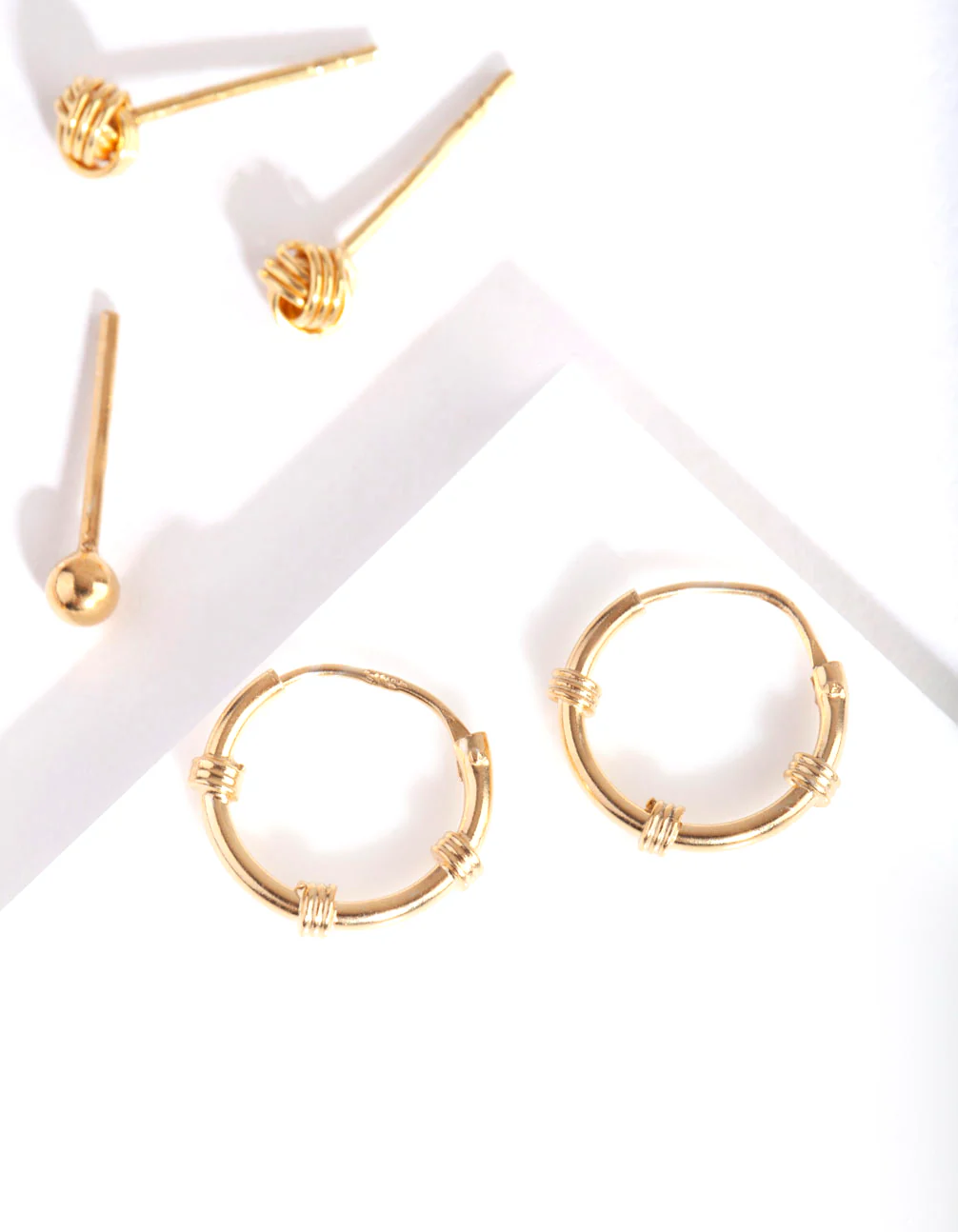 Gold Plated Sterling Silver Knot Hoop Earring Pack - Image 4