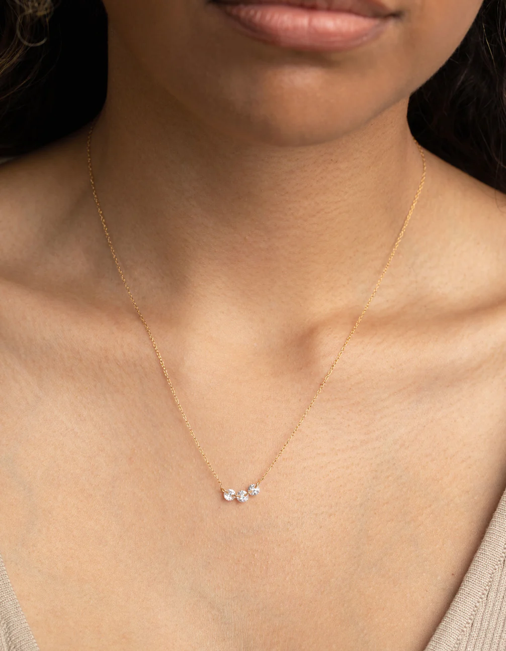 Gold Plated Sterling Silver Crystal Necklace - Image 2