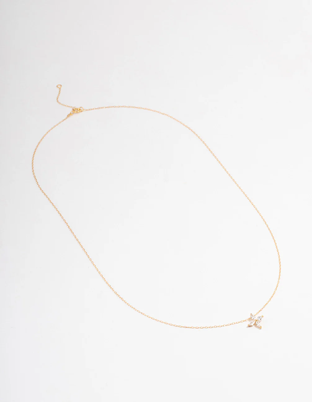 Gold Plated Sterling Silver Marquise Flower Cubic Zirconia Necklace - Image 2