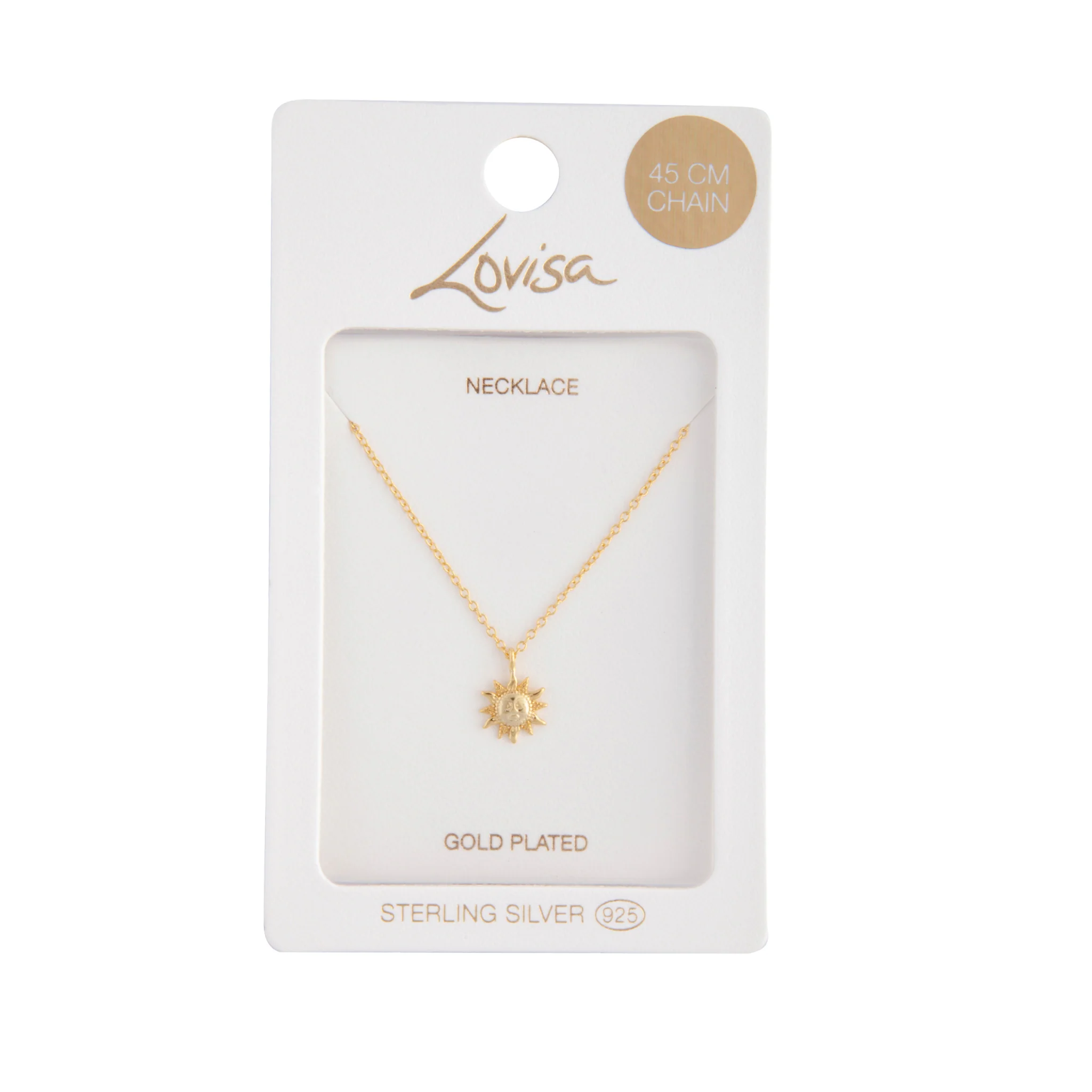 Gold Plated Sterling Silver Sun Pendant Necklace - Image 2