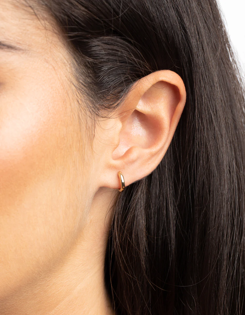 Gold Plated Sterling Silver Huggie Hoop Earrings - Image 2