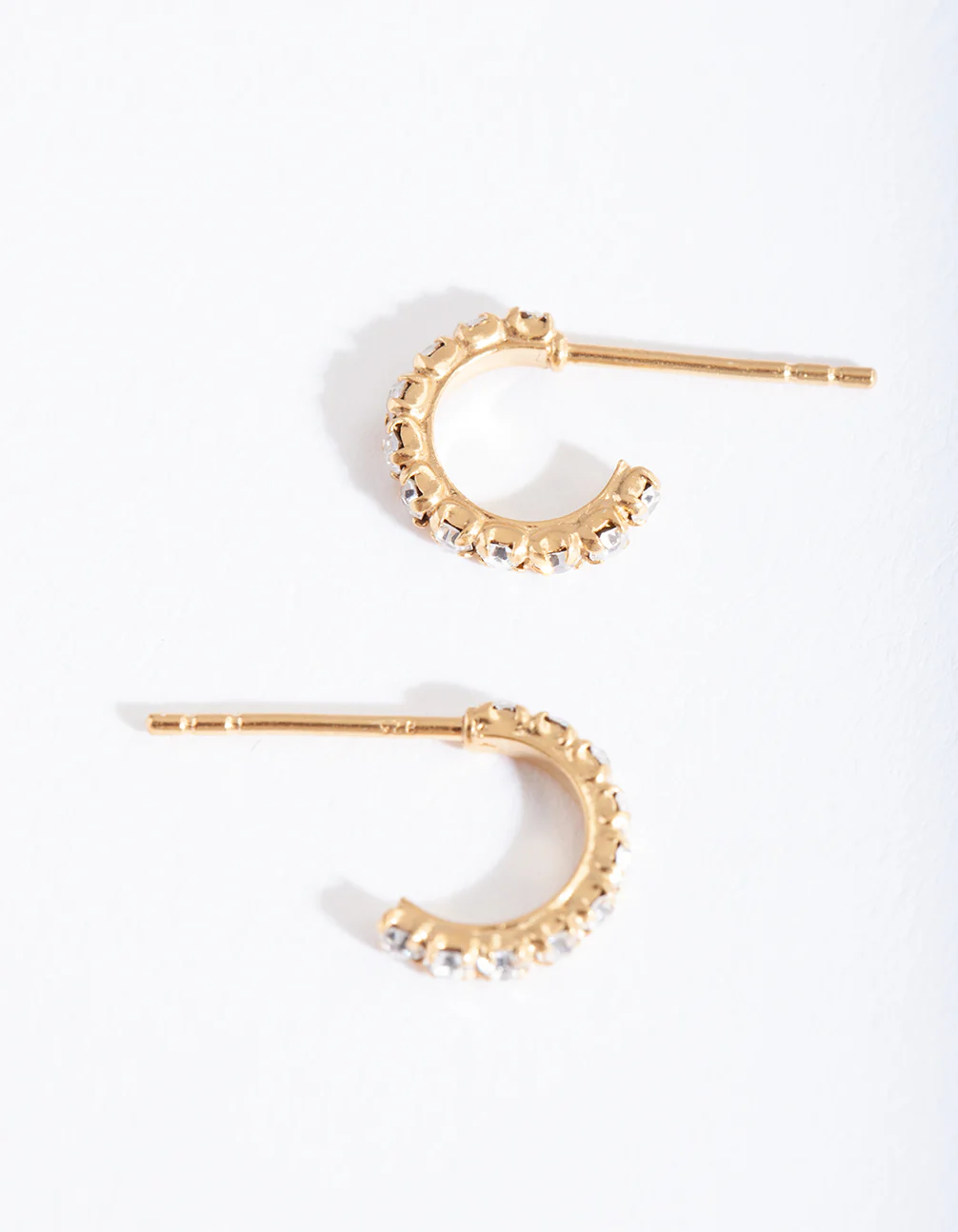 Gold Plated Sterling Silver Mini Cubic Zirconia Open Hoop Earrings - Image 4
