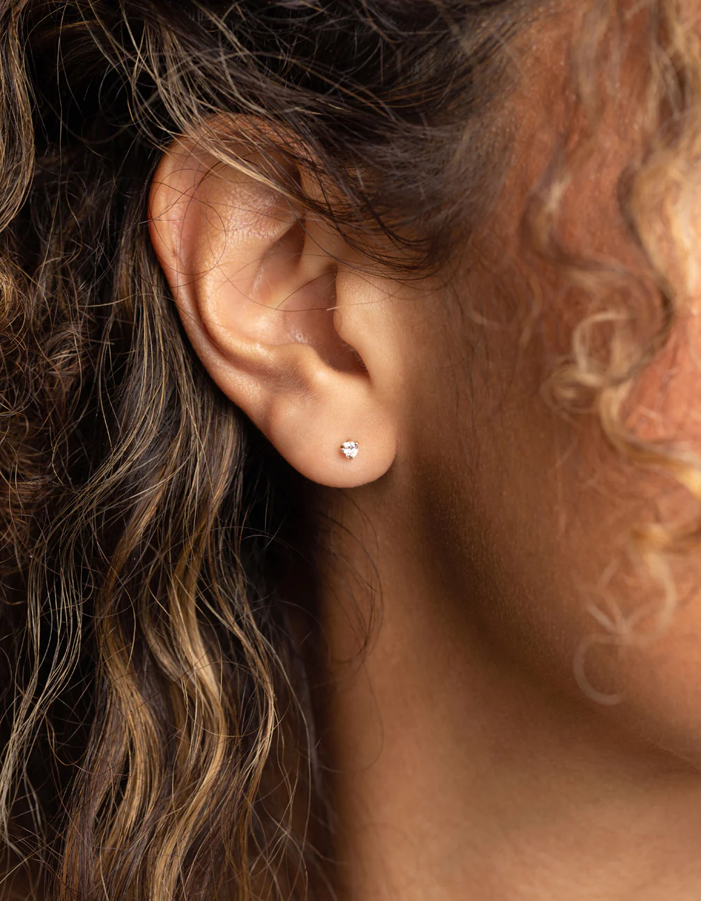 Gold Plated Sterling Silver Mismatched Diamante Stud Earrings - Image 2
