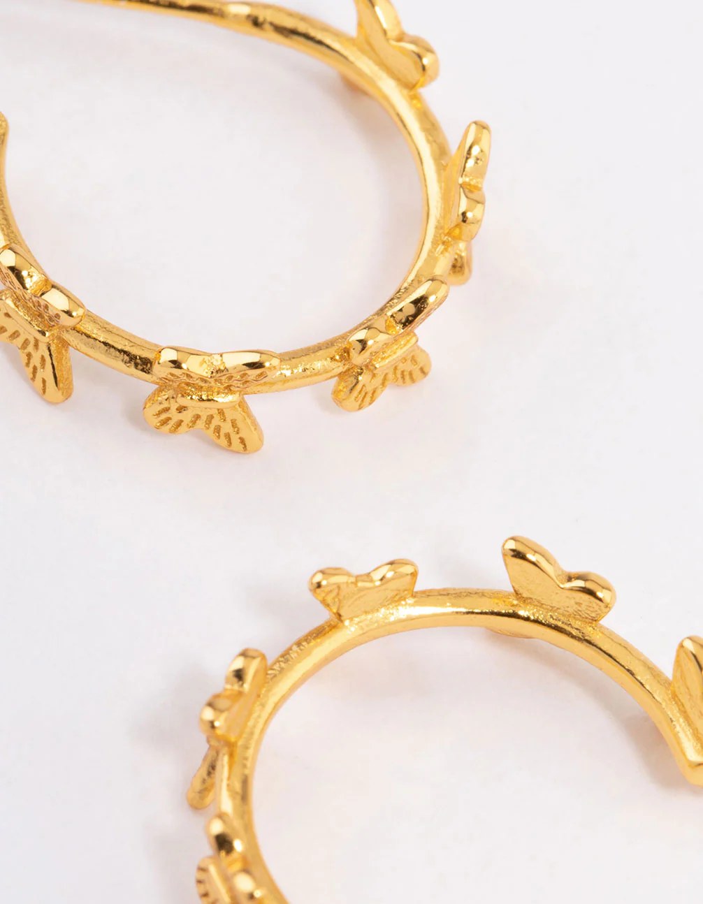 Gold Plated Sterling Silver Multi Butterfly Hoop Earrings - Image 3
