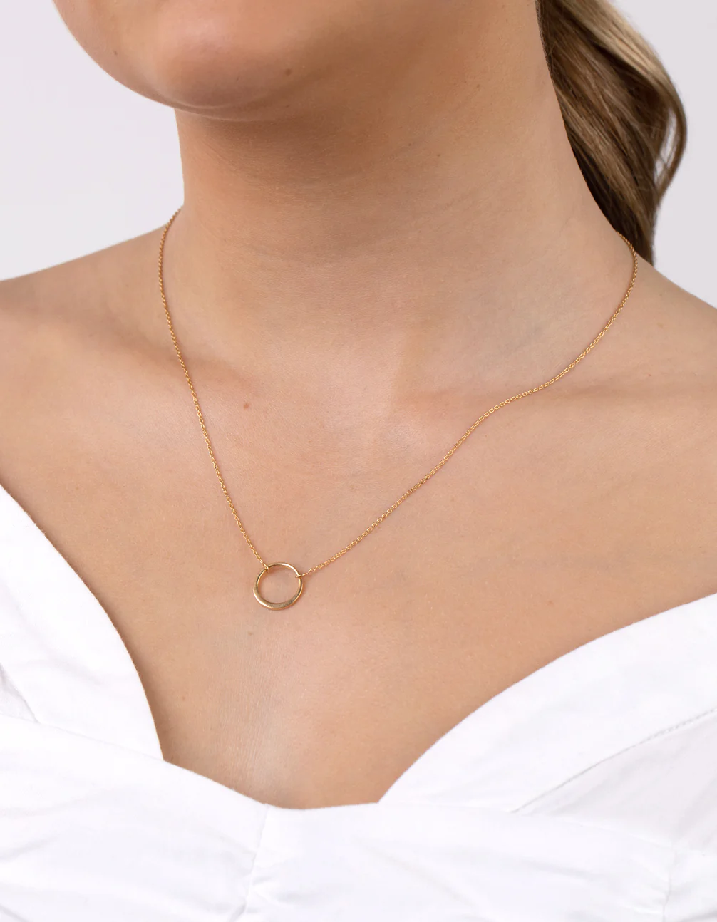 Gold Plated Sterling Silver Open Circle Pendant Necklace - Image 3