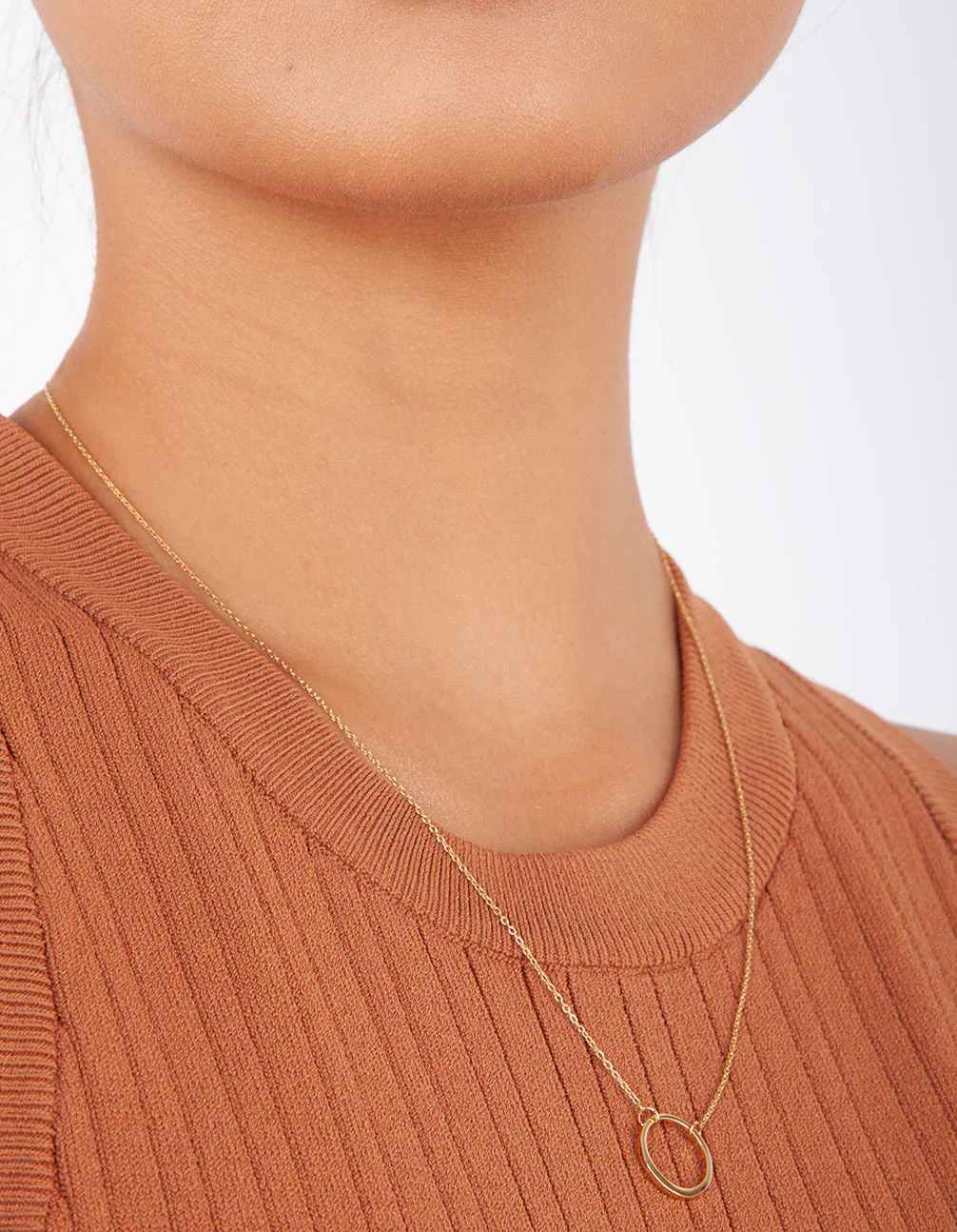 Gold Plated Sterling Silver Open Circle Pendant Necklace - Image 4