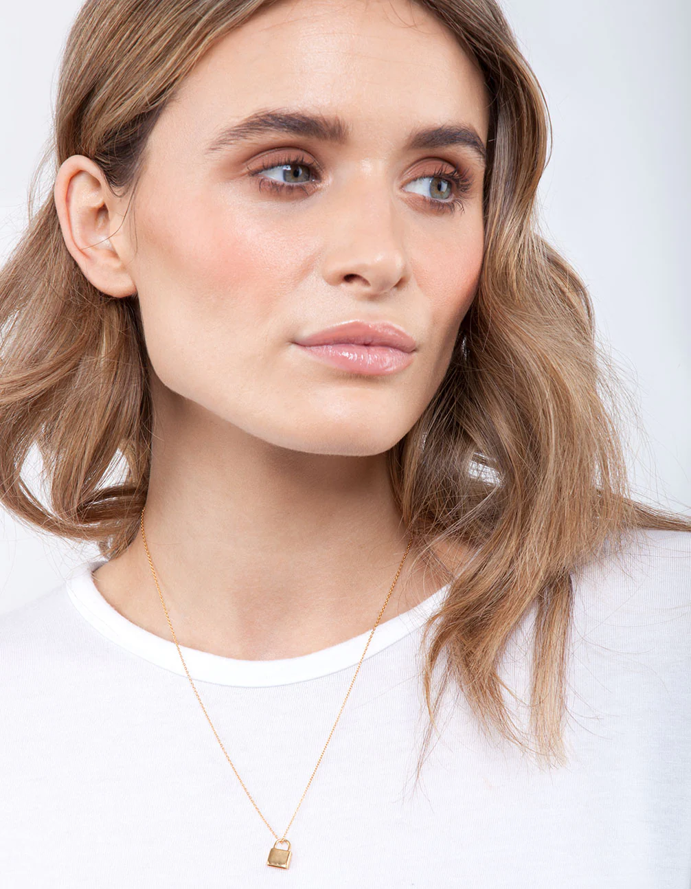 Gold Plated Sterling Silver Padlock Necklace - Image 2