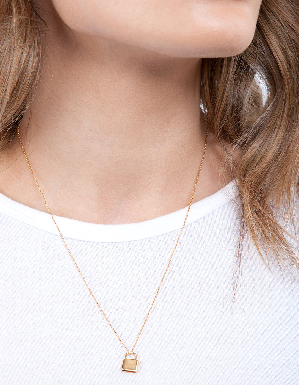 Gold Plated Sterling Silver Padlock Necklace - Image 3