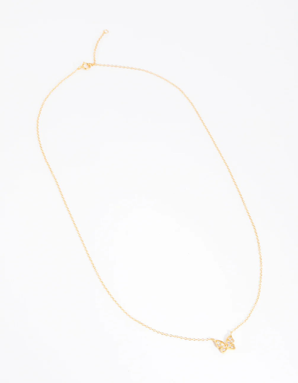 Gold Plated Sterling Silver Pave Butterfly Necklace - Image 3